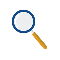 magnifying glass vector with question mark for searching the answers, magnifier to zoom the objects, magnification of researchers in the laboratory