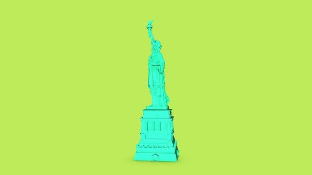 Green Statue of Liberty Set, New York landmark, American symbol. 3D Render