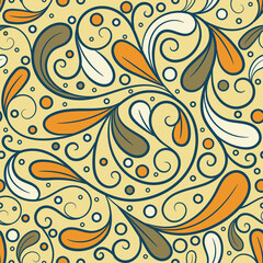 Abstract seamless pattern. Decorative vector ornament template. Paisley elements. Great for fabric, invitation, background, wallpaper, decoration, packaging or any desired idea.