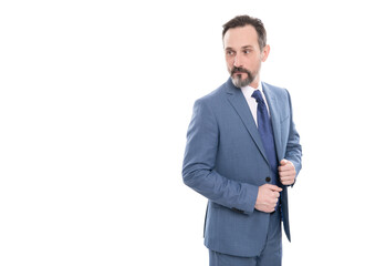 entrepreneur or manager. male formal fashion. professional grizzled ceo. confident boss