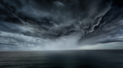 stormy clouds and rain with dramatic sky © mimadeo
