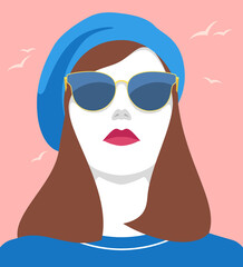 woman with baret and sunglasses