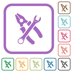 Combined pliers and wrench in crossed position simple icons