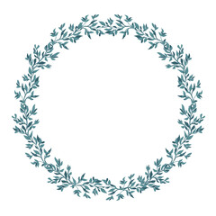 Raster flower wreath. Floral illustration on white background. Botanical image can be used for wedding invitation, design template, greeting card, patterns fill.