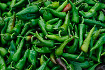 Fresh chilli pepper selling at agriculture market