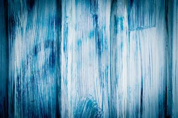 street metal sheet wall painted by brush in white and blue colors