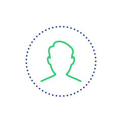 Facial Recognition Icon. Search and Identification of Face. Biometric Facial Scanning Process Line Icon. Vector illustration