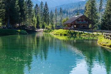 Obraz premium Views and plays of light. The village of Sappada and its beauties