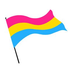 Illustration of a Pansexual Pride flag blowing in the wind.