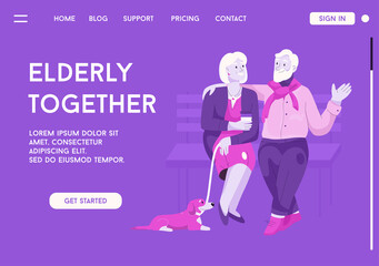 Vector landing page of Elderly Together concept