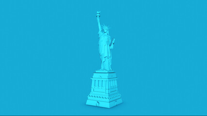 Blue Statue of Liberty Set, New York landmark, American symbol. 3D Render
