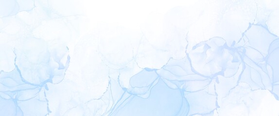 Soft alcohol ink background, hand fluid art texture with blue accent, hand painted, wallpaper for print