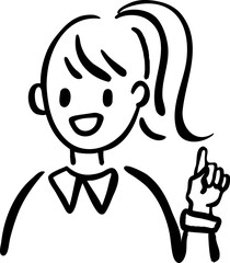 Fototapeta premium 説明する女性の手描きイラスト