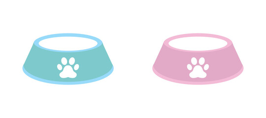 Dog, cat, animal or pet, food bowls, vector illustration. Set of icons. Web design.