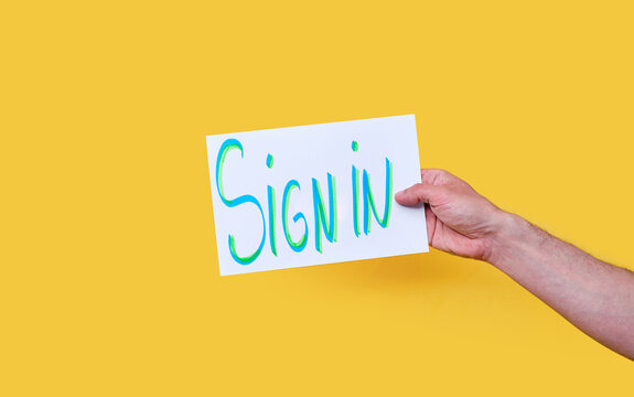 Handwritten Start Of Session Phrase On A White Cardboard On A Yellow Isolated Background