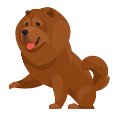 Chow Chow giving paw. Beautiful pet in cartoon style.