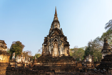 Pagoda of Wat Chedi Chet Thaew at the Si Satchanalai Historical Park, Sukhothai, Thailand