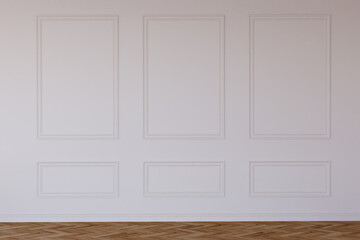 Classic empty interior wall with mouldings. Digital illustration. 3d rendering