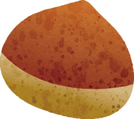 秋　栗　植物　食べ物　水彩　イラスト素材