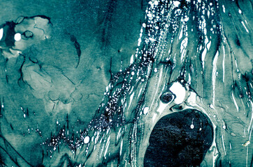 Abstract ocean- ART. SUMINAGASHI, ancient Japanese art. Suminagashi is a technique for transferring and dyeing wave-like patterns with a dye floating on the surface of the water. Natural Luxury.