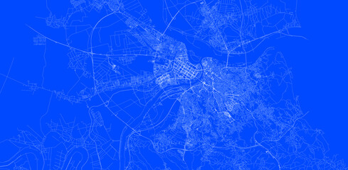 Blueprint of Belgrade city of Serbia, One Color Map, color change, Artprint