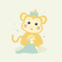 Poster with cute monkye