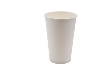 Disposable white paper cup isolated on white background. Takeaway drink