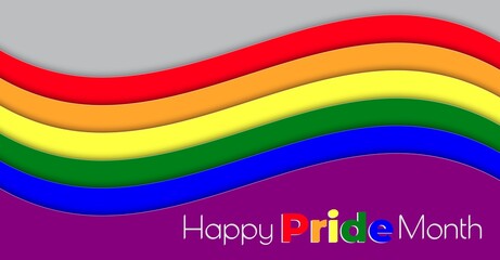 Pride month vector illustration card concept with text