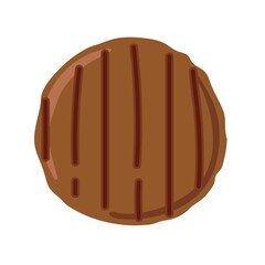 Burger Cutlet isolated on white background. Overhead view of grilled hamburger cutlet. Butchery business. Flat design style for menu cafe, restaurant, poster, sticker. Burger or toast ingredient