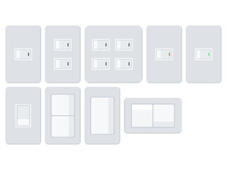 Simple White Electric Switch Vector Icon Set