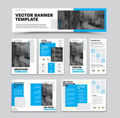 Fototapeta na wymiar Vector banner, brochure, trifold, dl flyer with headline, cover with geometric design for corporate style, on a white background. Set