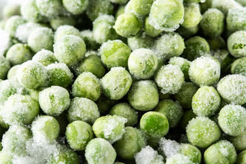 Frozen green pea background. Close up	