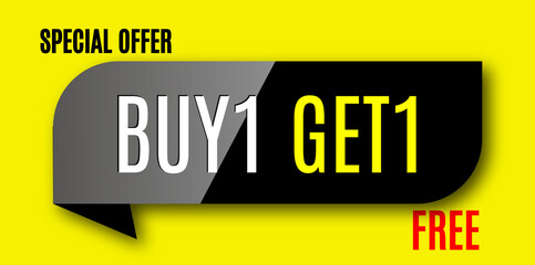 Special offer buy 1, free get 1 sale banner.