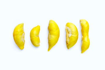 Fresh ripe durian on white background.