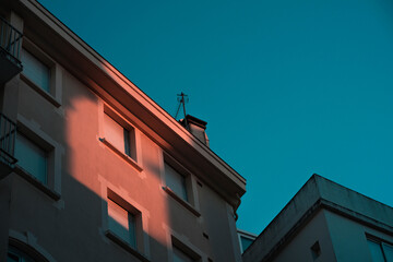 Bâtiment avec sunset 