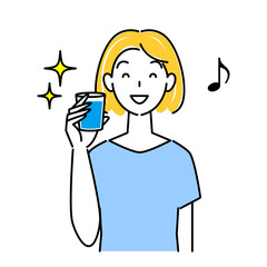 熱中症対策 水分補給をしている可愛い女性 イラスト シンプル ベクター