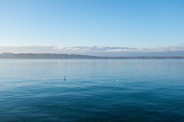 Lake Geneva with Jura mountains in the background