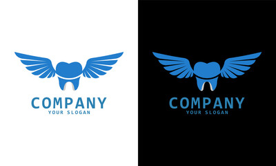 flying wings dental abstract vector design logo template creative paper office icon concept symbol business company