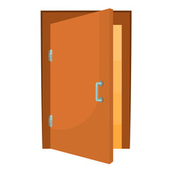 vector illustration of an open wooden door isolated on a white background