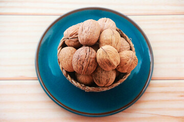 natural walnuts in a hard brown shell