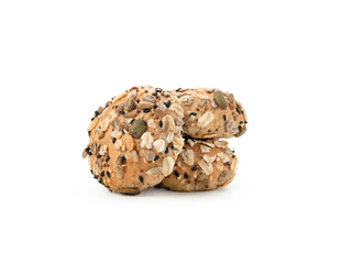 Bread whole or bun grain on white background