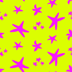 Obraz premium Abstract Hand Drawing Sea Stars Seamless Vector Pattern Isolated Background