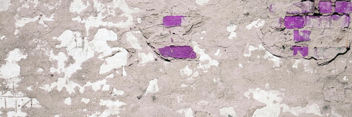 Purple Brick Wall With Peel Plaster Structure Background