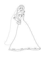 Fototapeta premium Beautiful bride - doodle isolated illustration