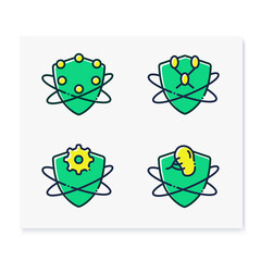 Fototapeta premium Immune system line icons set. Immunology concept. Complement and lymphatic system,adaptive immunity, spleen. Health, disease prevention. Isolated vector illustrations. Editable stroke