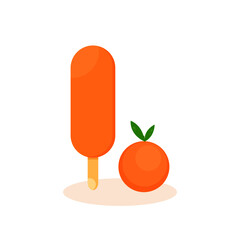 This is orange ice lolly isolated on a white background.
