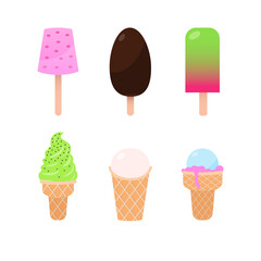 Ice cream set Vector illustration in flat design