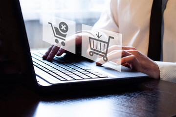 A man is looking for goods on the Internet. The concept of finding things in online stores