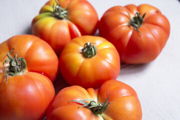 Group of uncooked raw red tomatoes