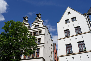 historical medieval houses in the old town of cologne
